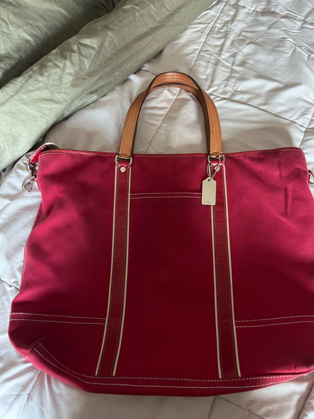 MAKE AN OFFER COACH Heritage Hampton Transatlantic Weekender Canvas Leather Tote - Picture 8 of 10